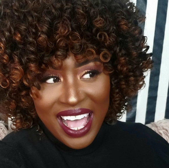 Ombre Blonde Curly Synthetic Bang Wig - Picture 1 of 3